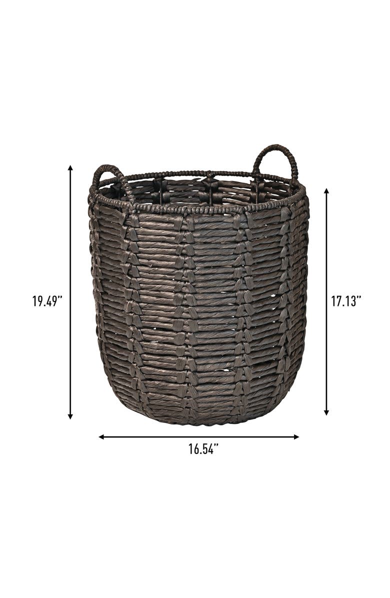 HAPPIMESS Laurel 19.49" Bohemian Handwoven Abaca Hamper Basket with Handles, Alternate, color, Black