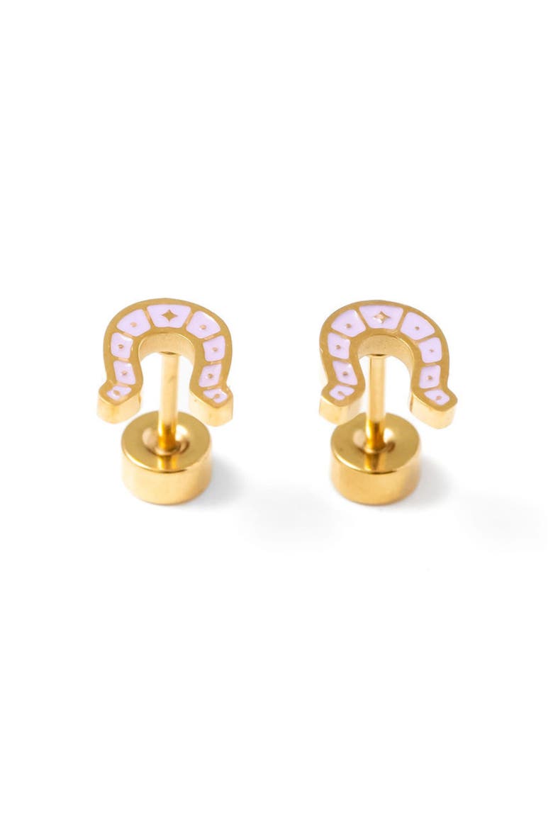 Horseshoe Stud Earrings, Main, color, Lilac
