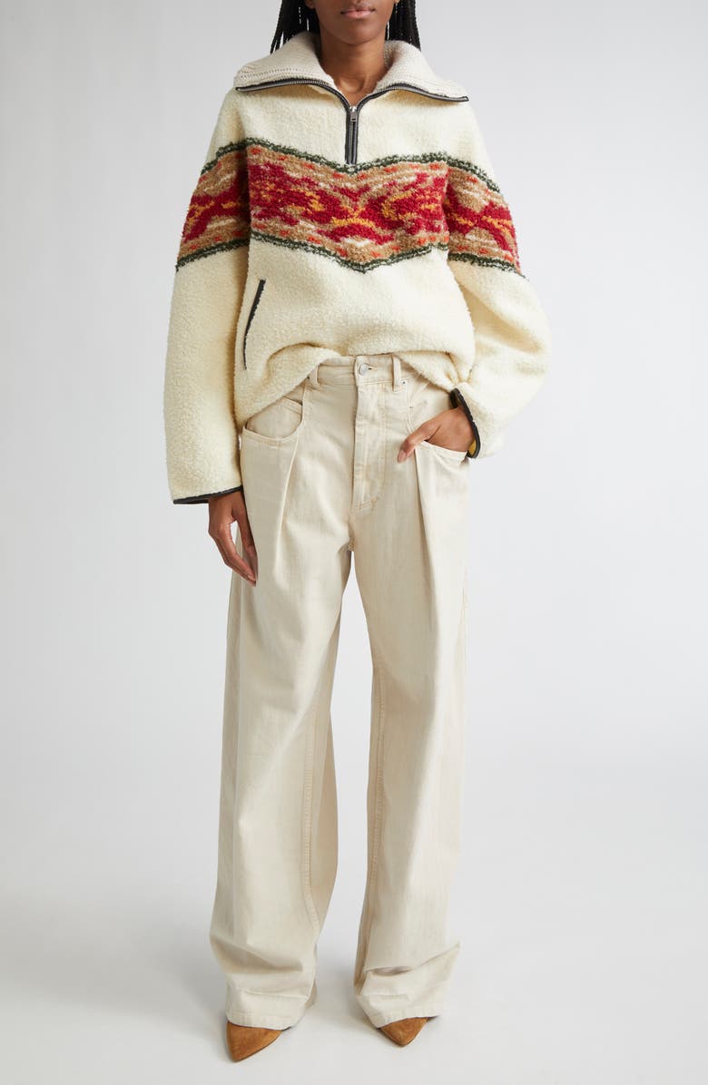 Isabel Marant Étoile Marner Oversize Half Zip Sweater, Alternate, color, Ecru