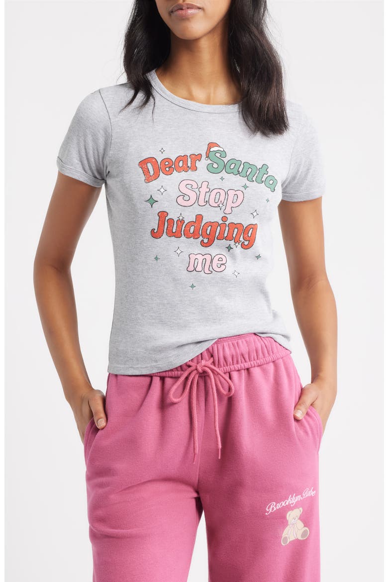 Deart Santa Graphic Baby Tee, Main, color, HEATHER GREY