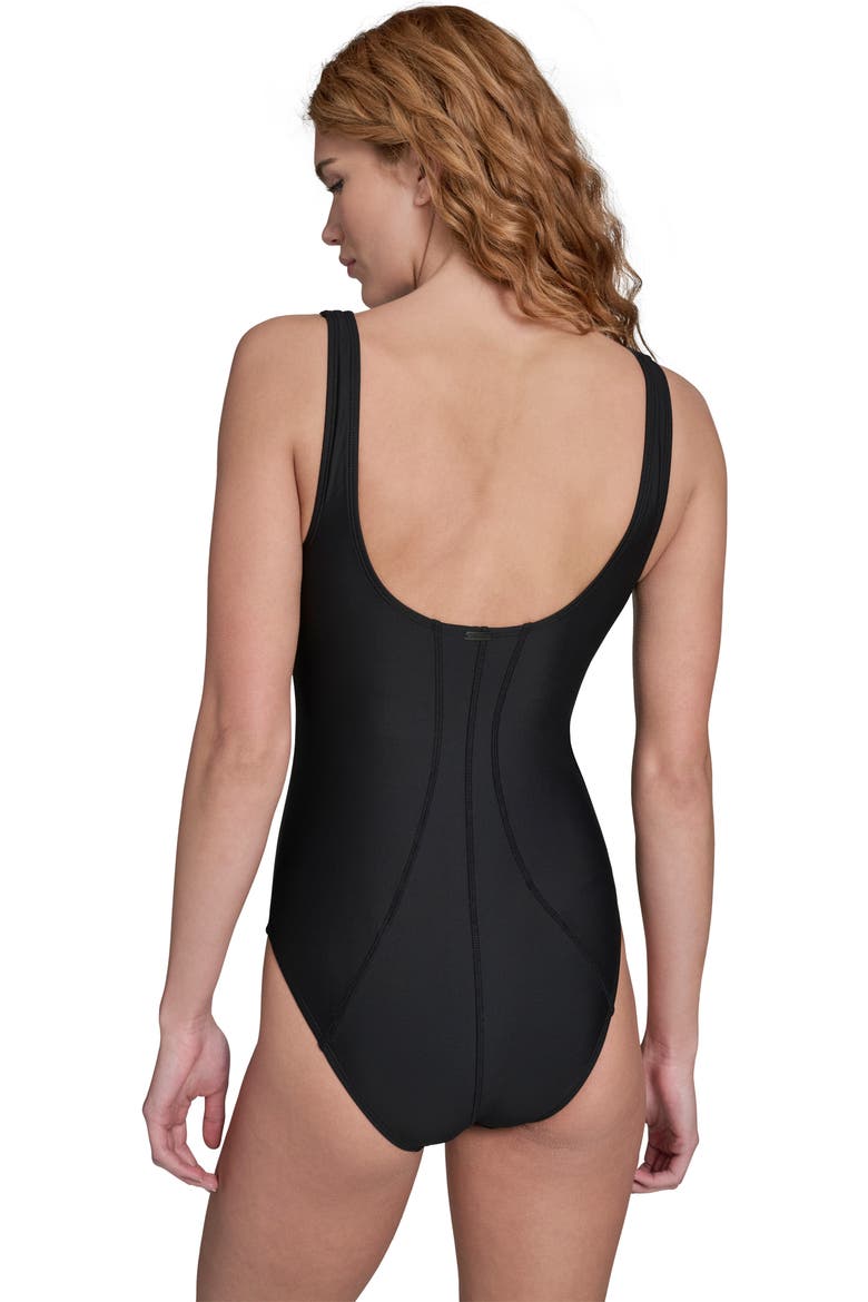 Seam Detail One-Piece Swimsuit, Alternate, color, BLACK