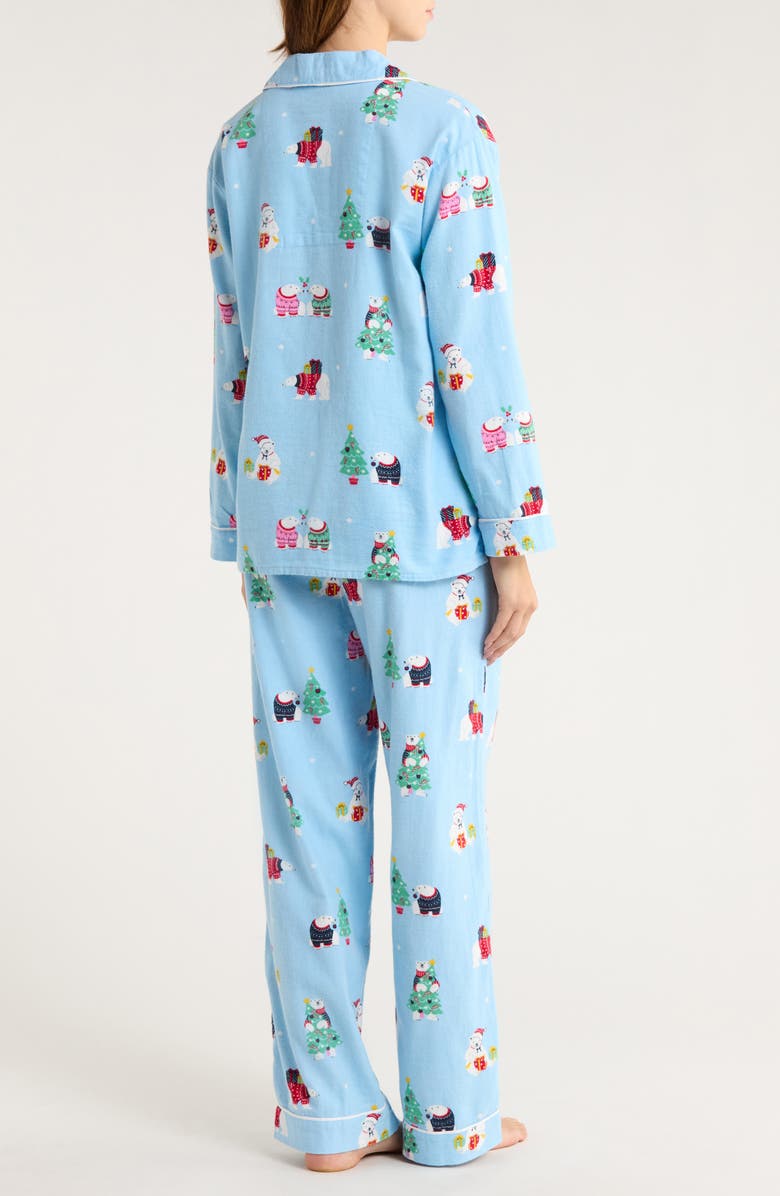 PJ Salvage Print Flannel Pajamas, Alternate, color, Ice Blue
