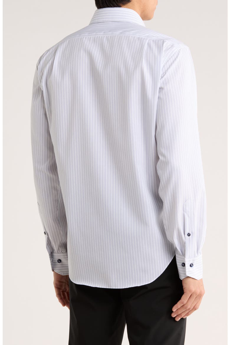 Trim Fit Textured Vertical Stripe Cotton Button-Up Shirt, Alternate, color, WHITE/ NAVY