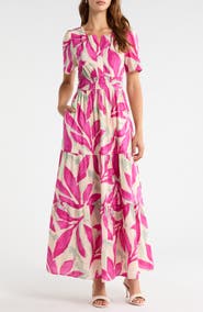 MELLODAY Short Sleeve Tiered Maxi Dress