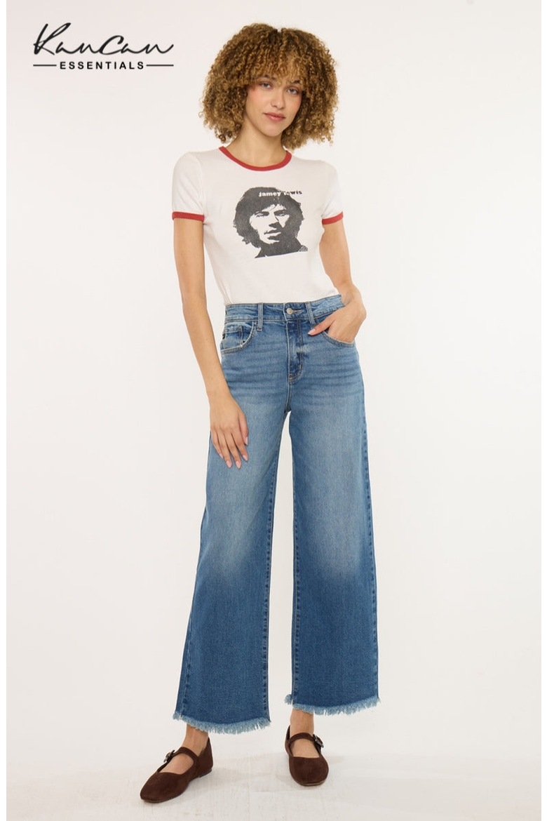 Aruli Essentials High Rise Cropped Wide Leg Jeans, Main, color, Medium Wash