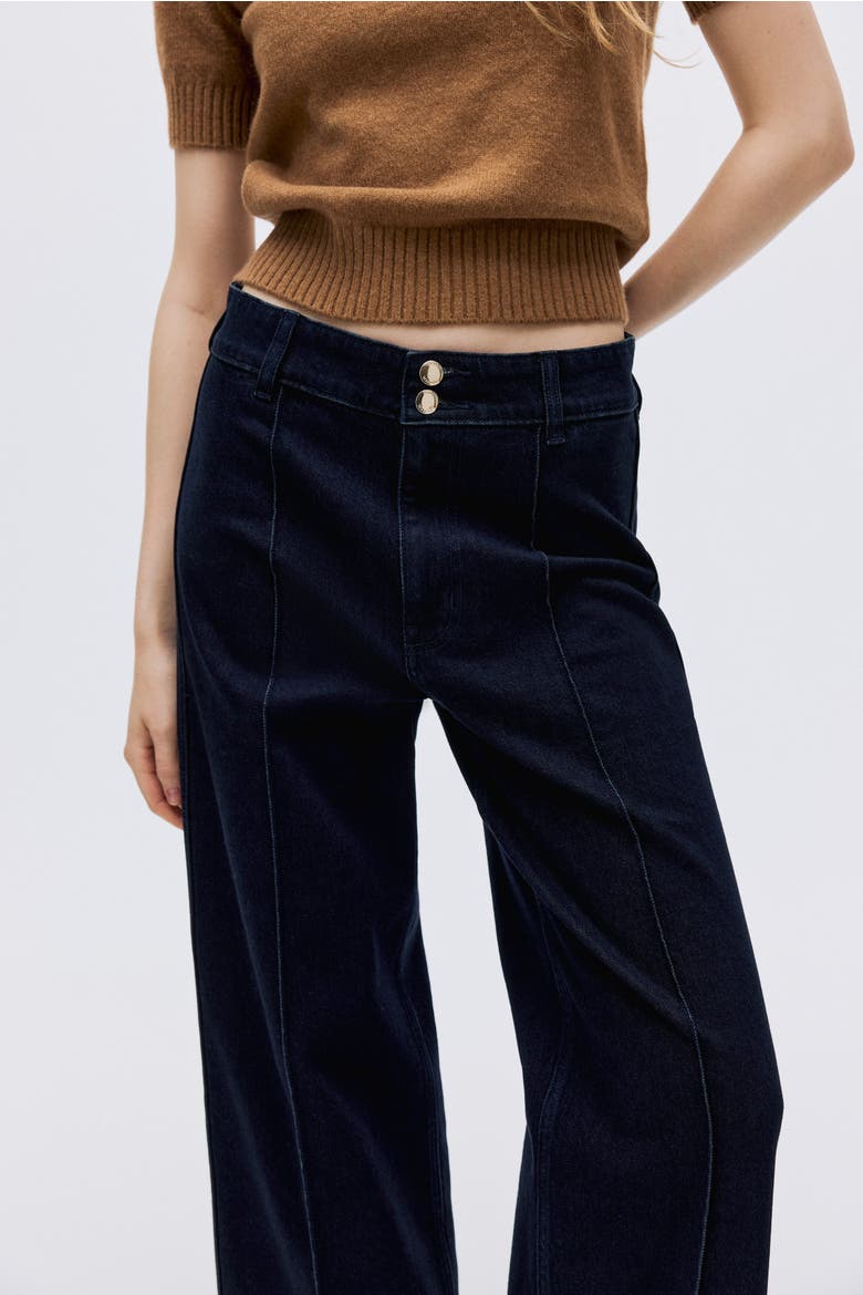 Wide High Ankle Jeans, Alternate, color, Dark denim blue