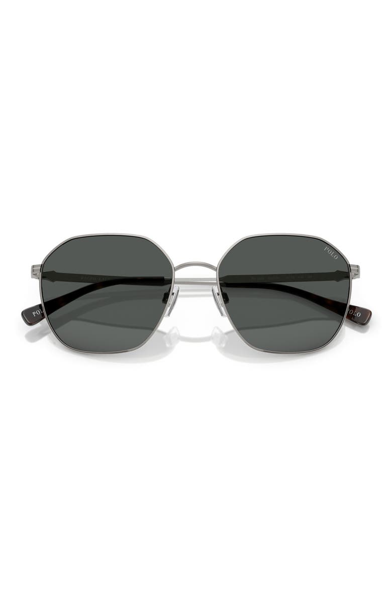 56mm Irregular Sunglasses, Alternate, color, BRUSHED GUN METAL / DARK GREY