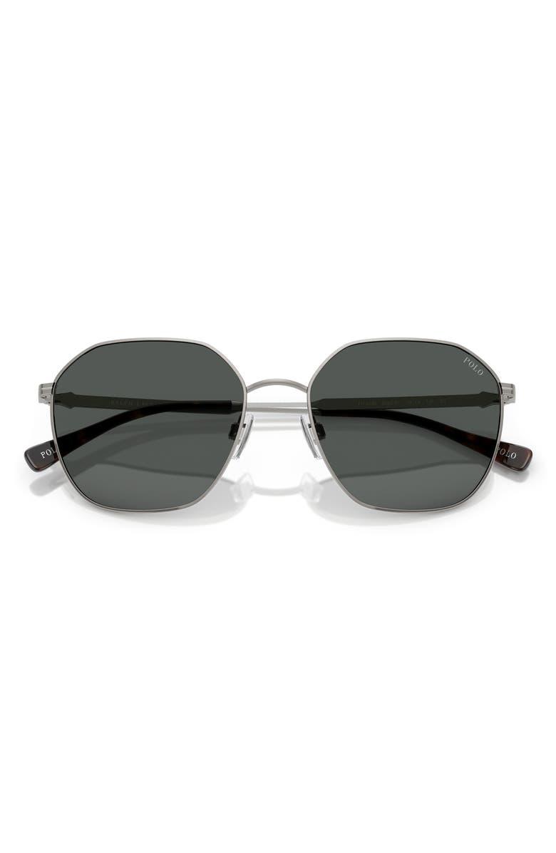Polo Ralph Lauren 56mm Irregular Sunglasses, Alternate, color, Brushed Gun Metal / Dark Grey