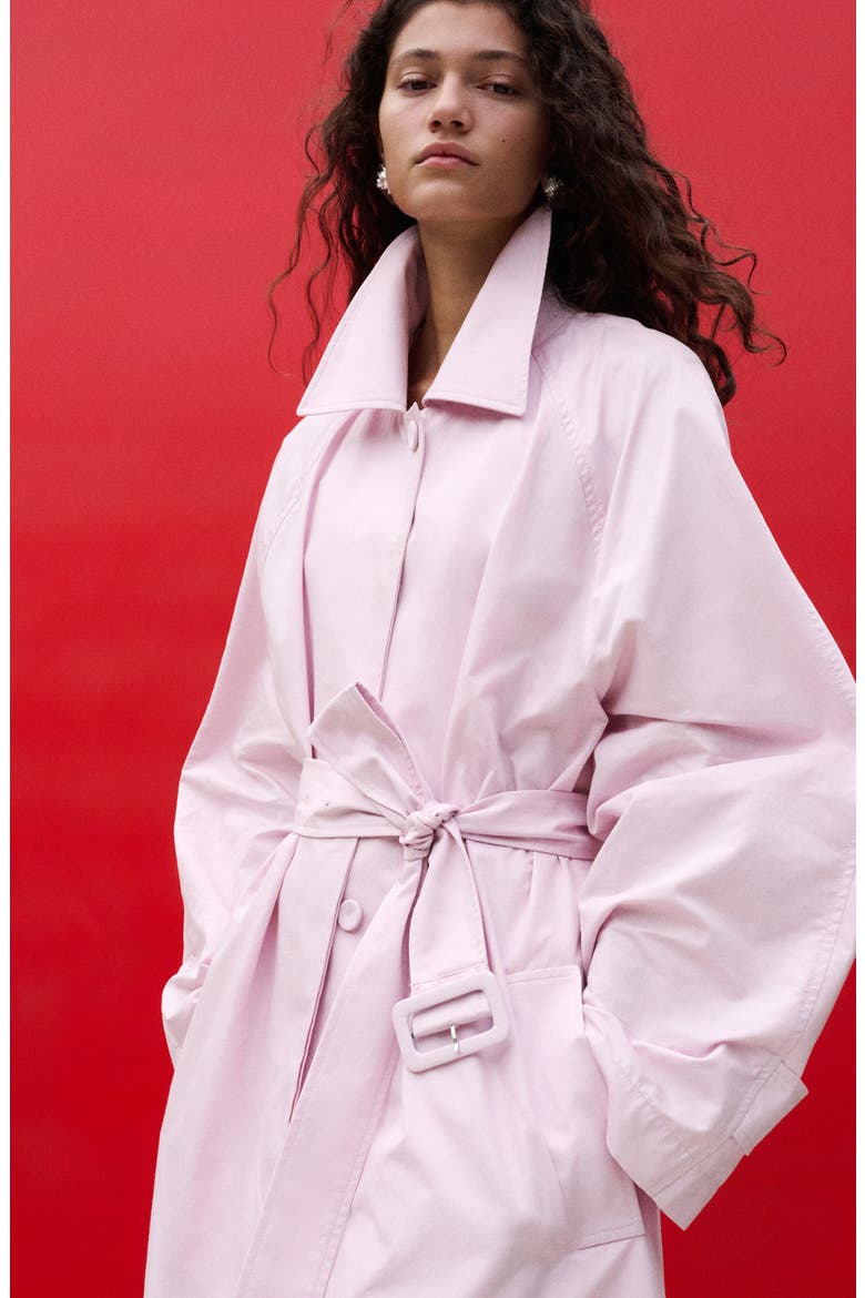 Long Trench Coat With Belt, Alternate, color, PINK