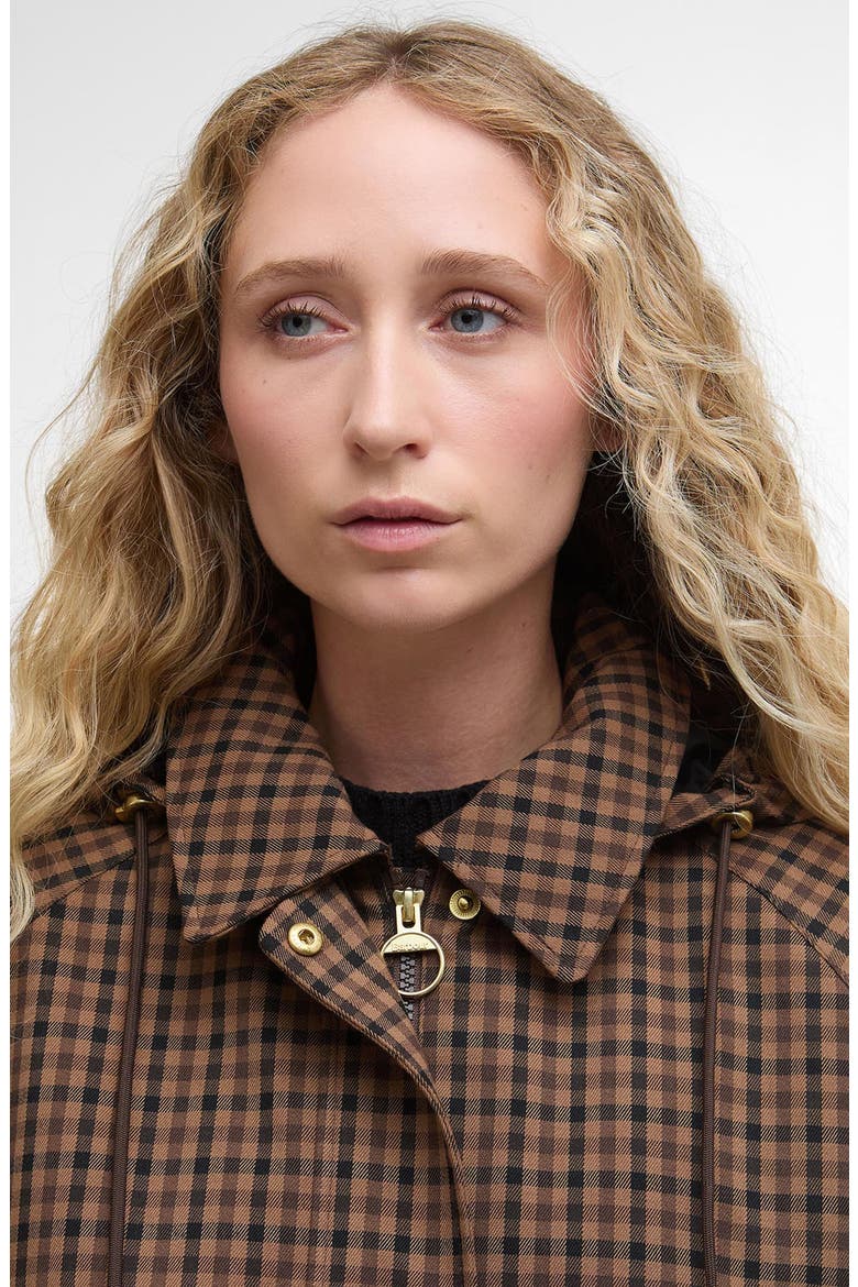 Audrey Check Showerproof Hooded Bomber Jacket, Alternate, color, VICUNA GINGHAM CHECK