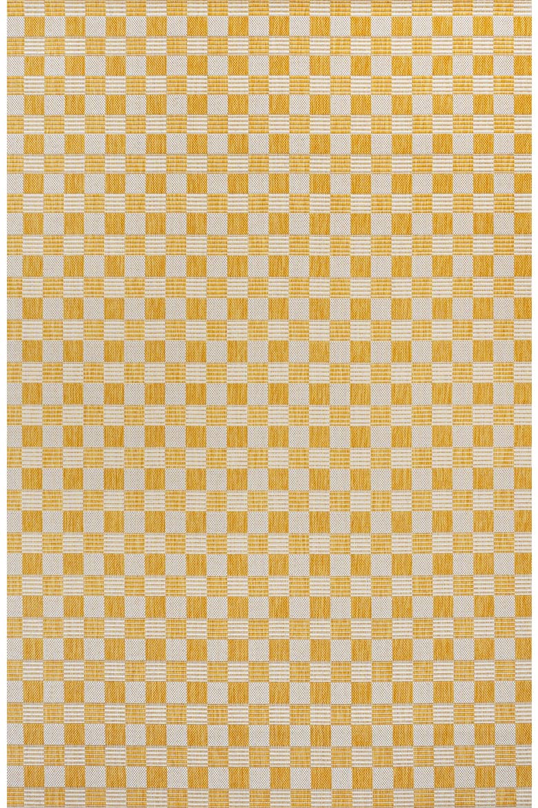Aimee Traditional Cottage Checkerboard Indoor/Outdoor Area Rug, Main, color, Yellow/Cream