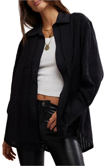 Free People Tuxy Woven Button-up Shirt In Black Combo
