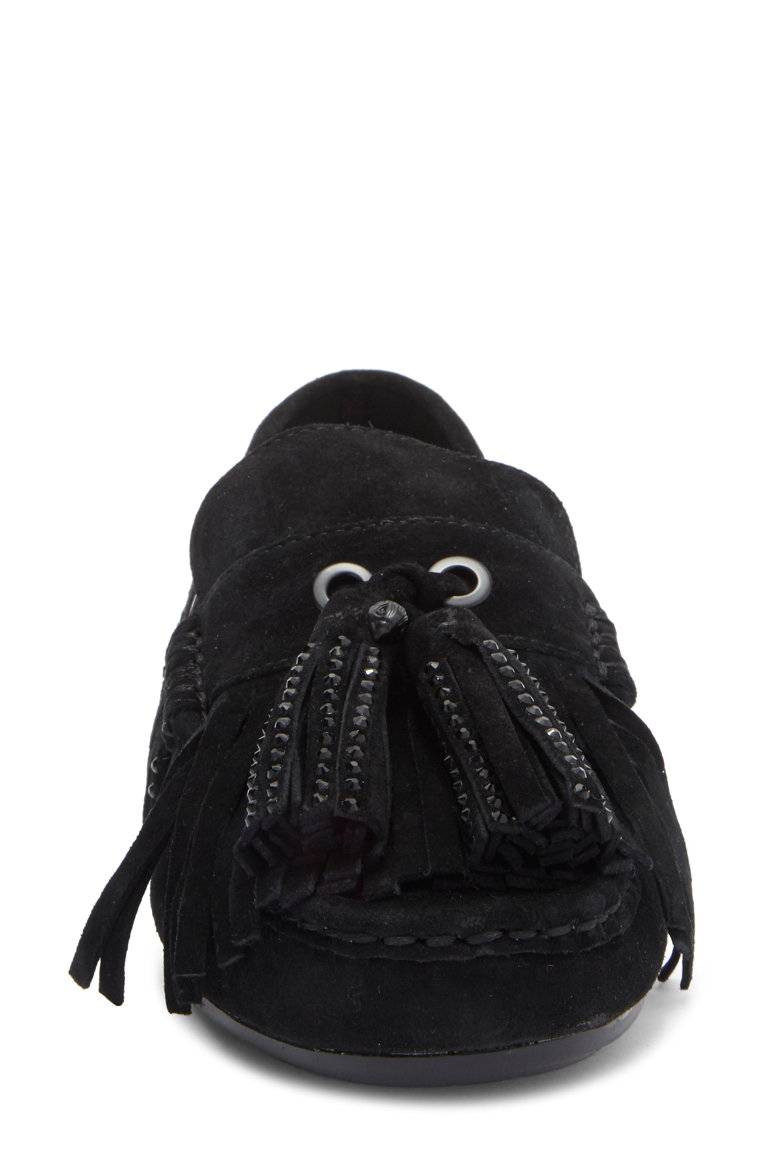 Kurt Geiger London Tassel Fringe Loafer, Alternate, color, Black