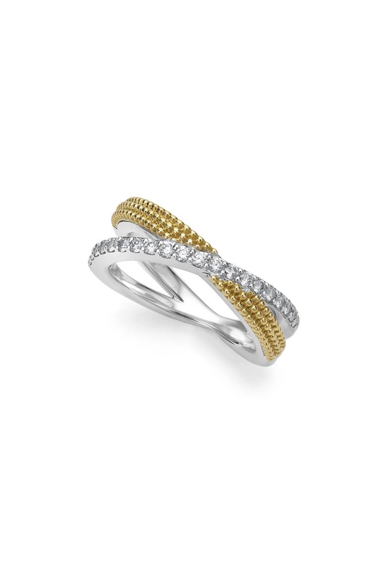 Caviar Luxe Diamond X Band Ring, Main, color, GOLD