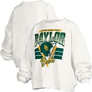 PRESSBOX Women's Pressbox White Baylor Bears Oversized Janice Retro Waist-Length Pullover Sweatshirt