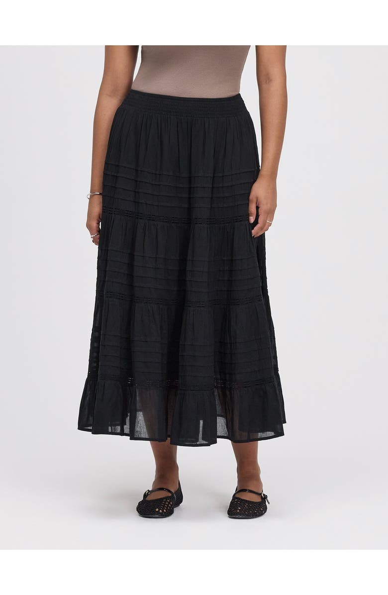 Finery London Imani Cotton Tiered Midi Skirt, Main, color, 