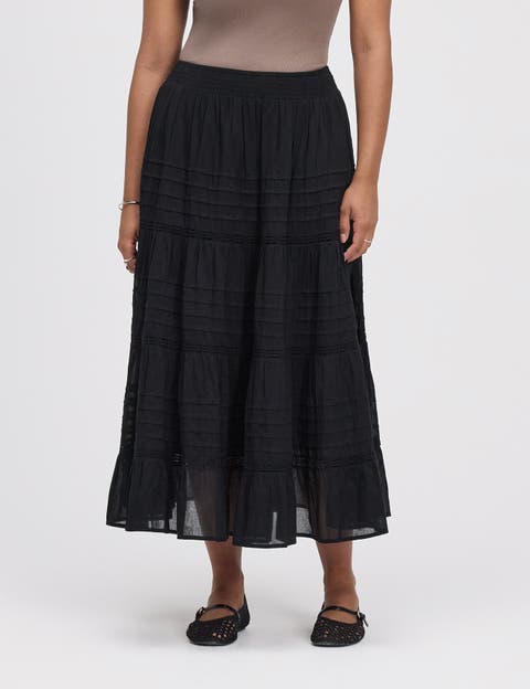 Imani Cotton Tiered Midi Skirt