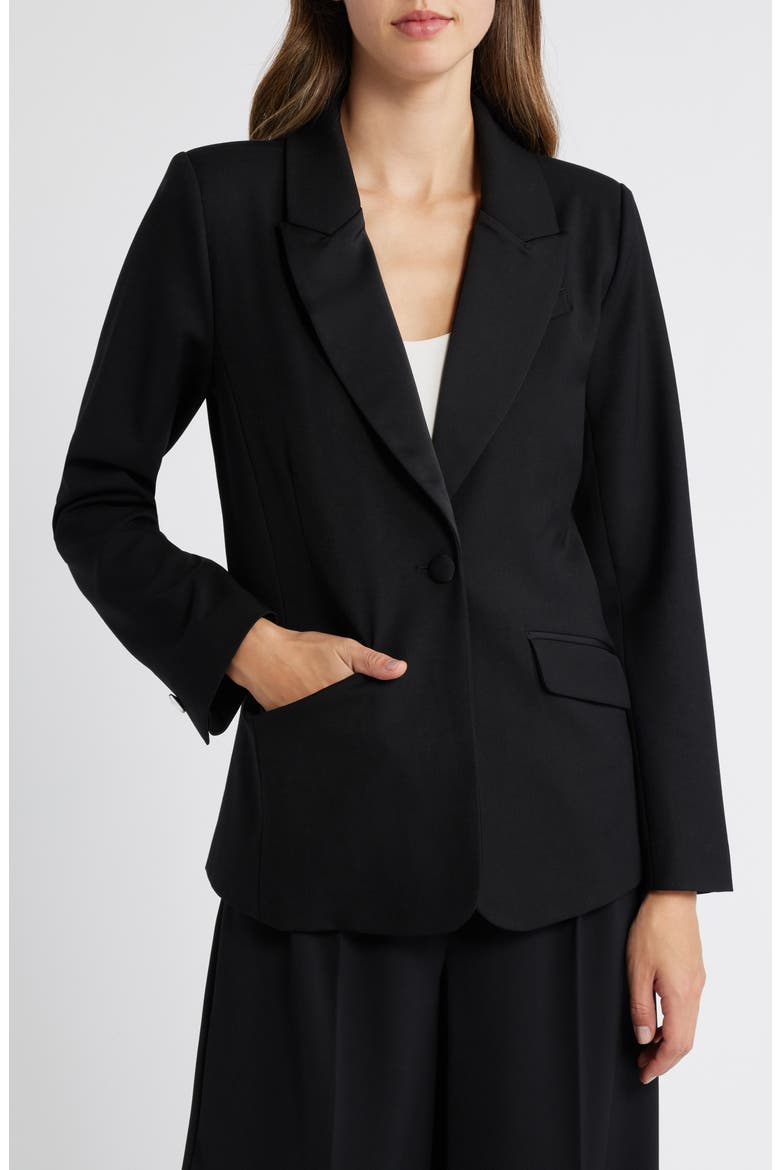 Single Breasted Stretch Blazer, Main, color, BLACK