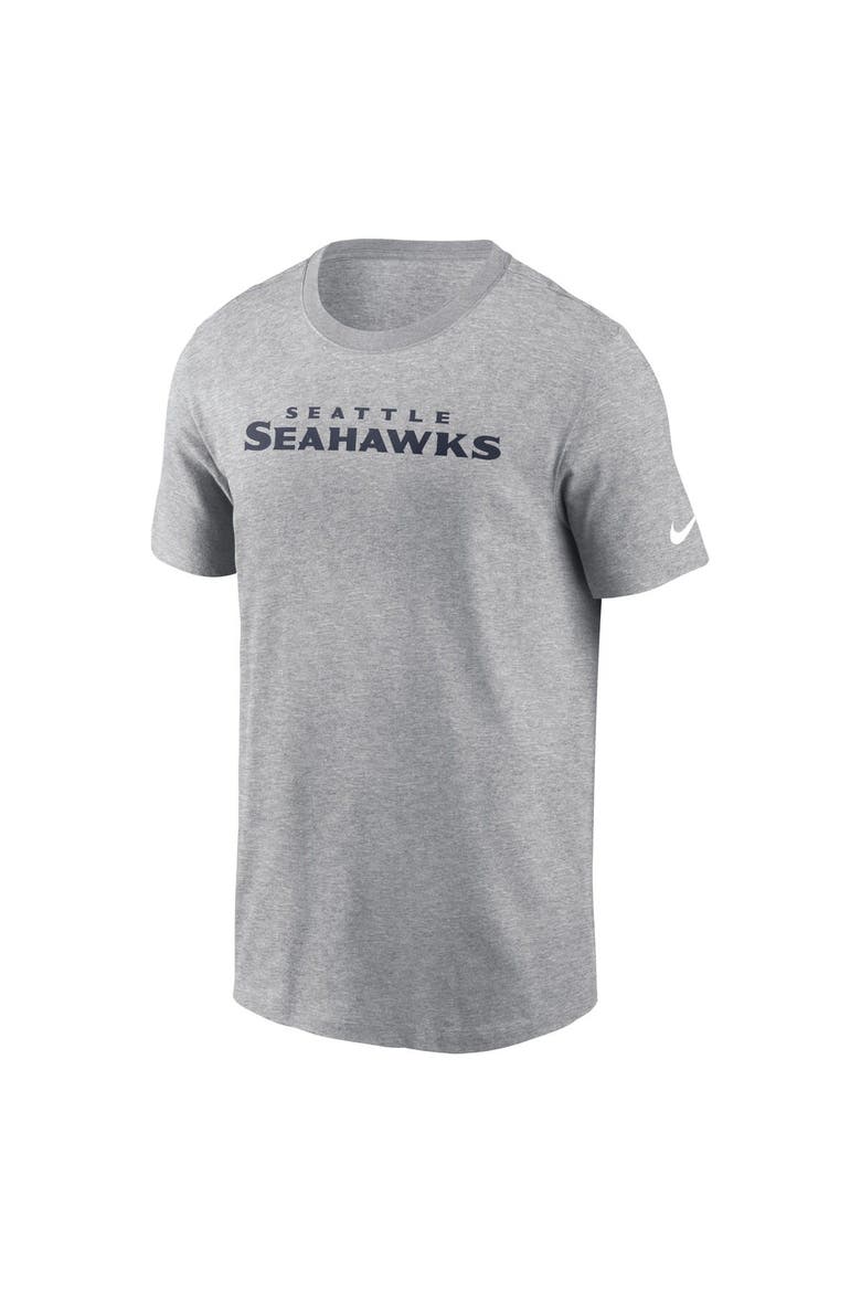 Men's Nike Heather Gray Seattle Seahawks Primetime Wordmark Essential T-Shirt, Alternate, color, Heather Gray