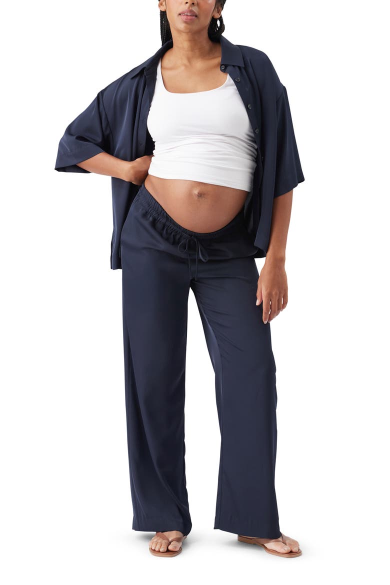 Tamara Satin Shirt, Alternate, color, Midnight
