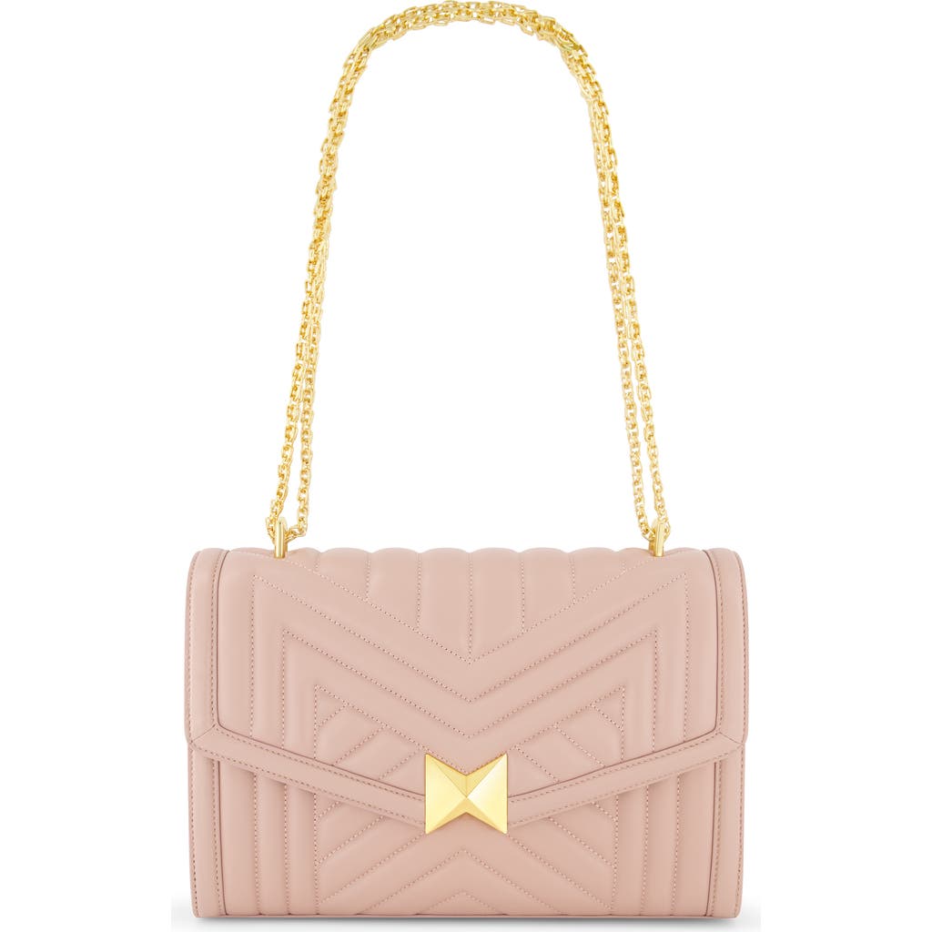 Mac Duggal Gold Plated Hardware Quilted Napa Leather Handbag In Rose