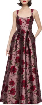 Alfred Sung Lyssa Floral Brocade A-Line Gown