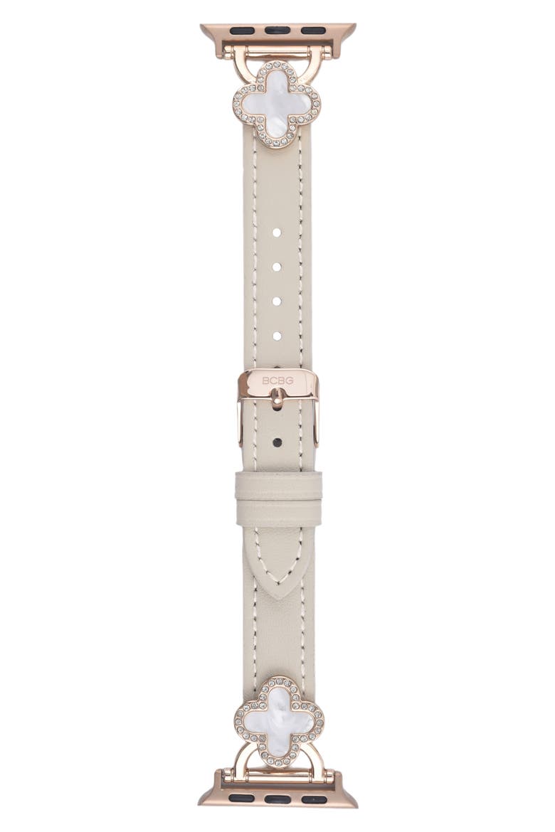 Clover Embellished Apple Watch® Watchband, Alternate, color, CREAM