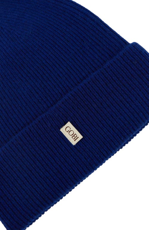 Gobi Mongolian Cashmere Cashmere Rib Knit Beanie In Deep Cobalt