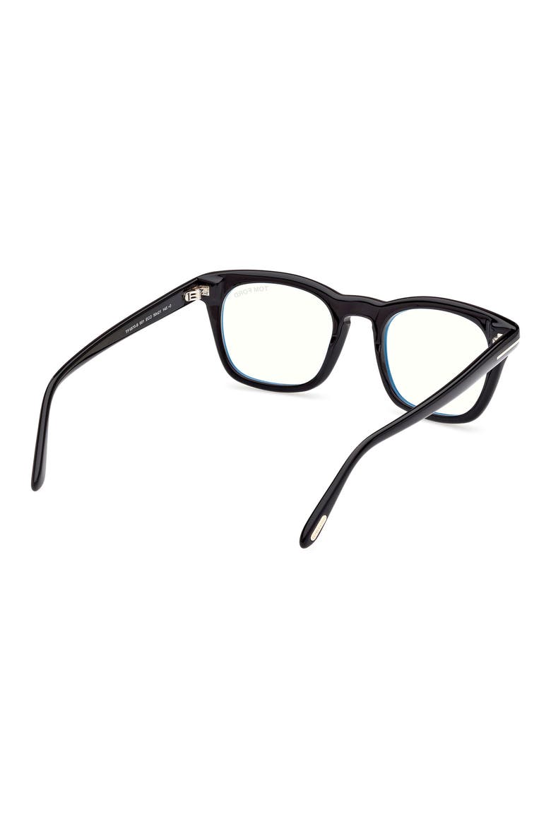 50mm Square Blue Light Blocking Glasses, Alternate, color, SHINY BLACK