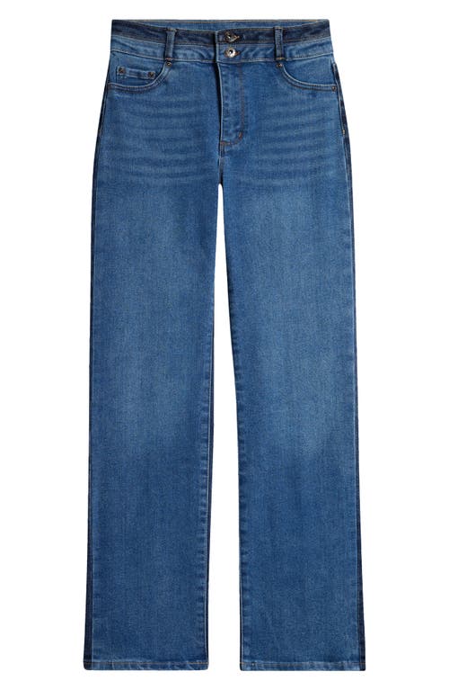 Tractr Kids' Two-Tone Straight Leg Jeans in Indigo 