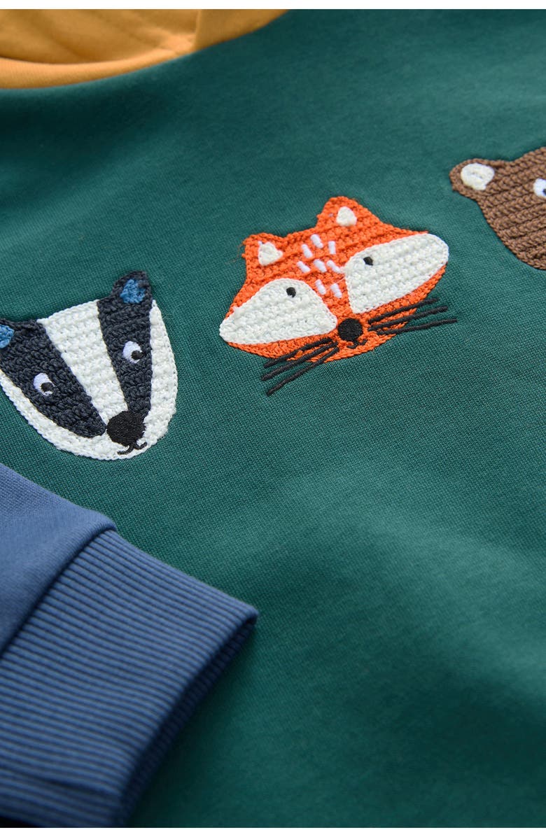 NEXT Kids' Colorblock Woodland Creatures Hoodie, Alternate, color, Green