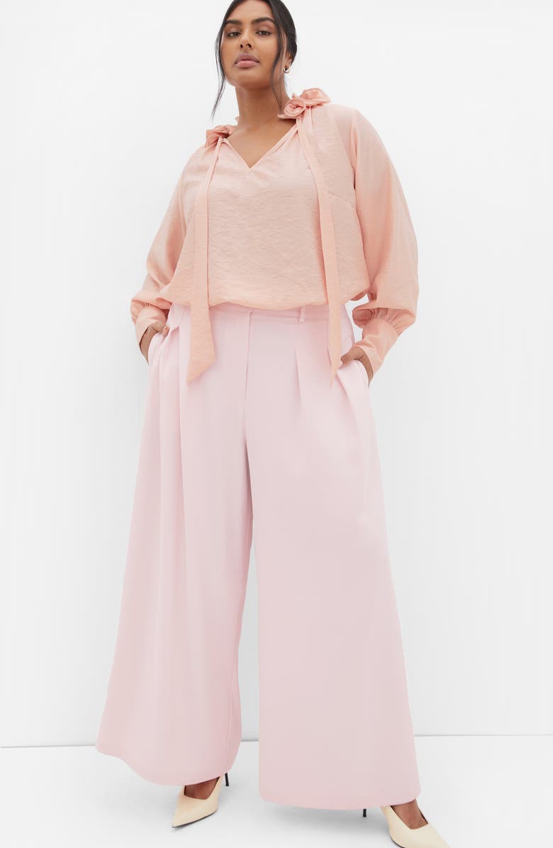 City Chic Antoinette Tie Neck Top, Alternate, color, Heavenly Pink