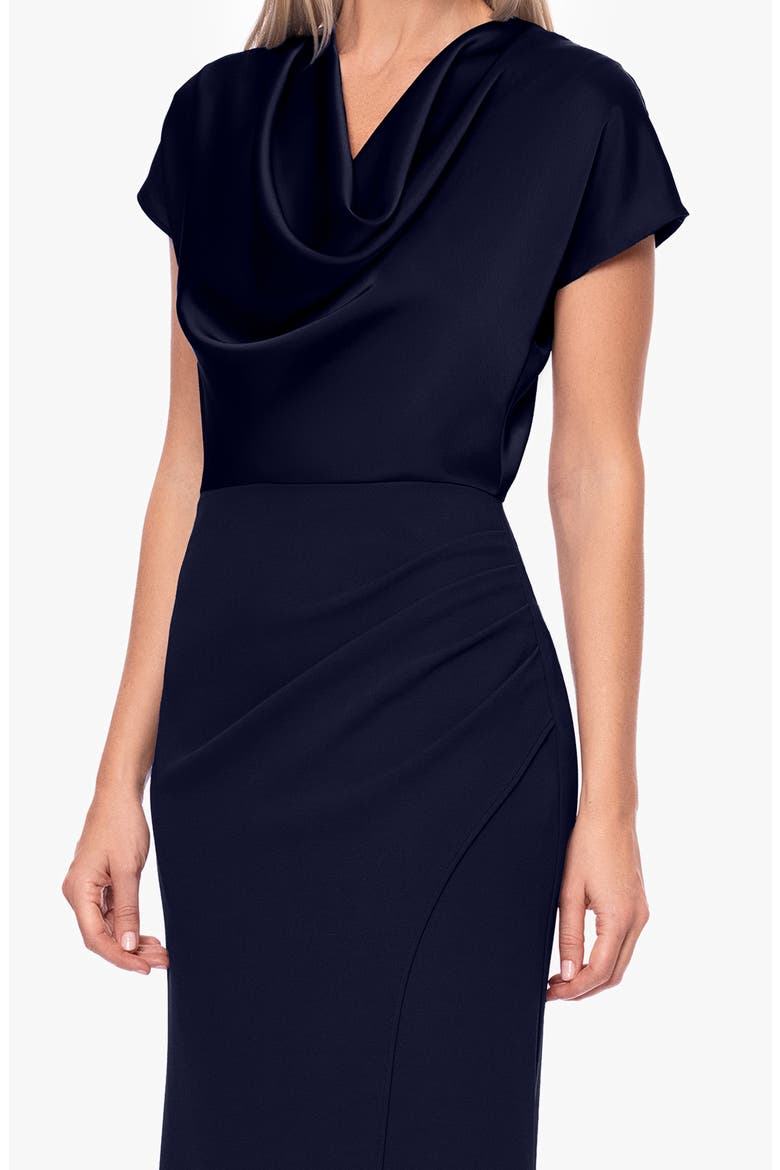 Cowl Neck Satin Gown, Alternate, color, NAVY