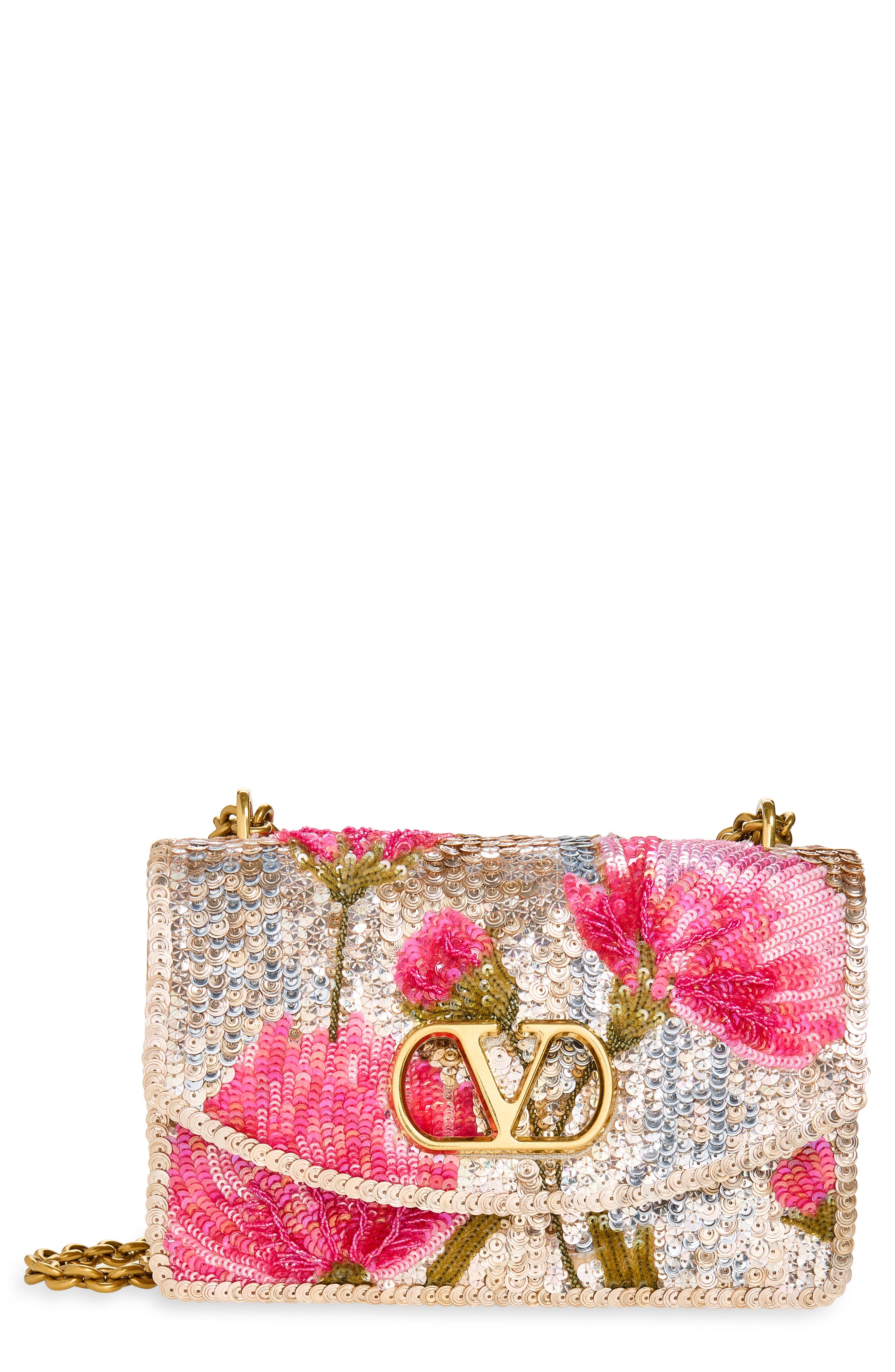 DeVain Sequin Shoulder Bag, Main, color, PINK MULTI