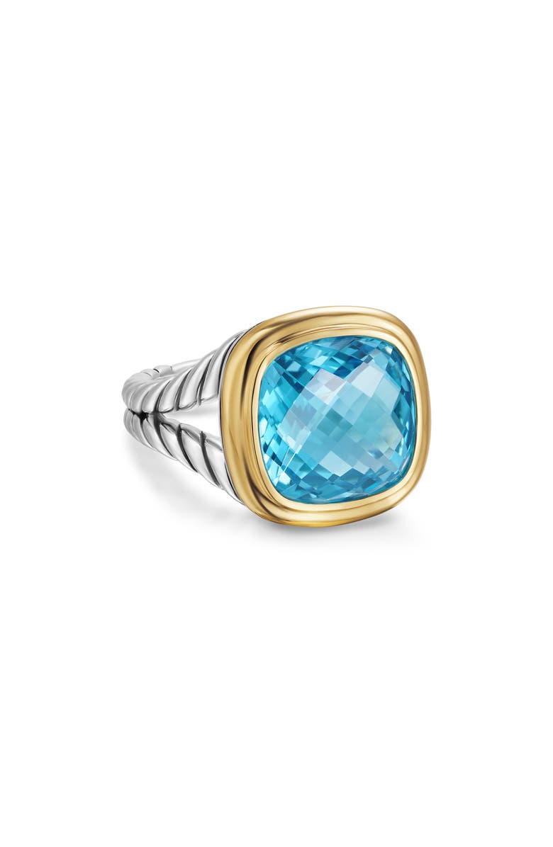 David Yurman Albion<sup>®</sup> Ring in Sterling Silver with 18K Yellow Gold & Blue Topaz, 11mm, Main, color, Blue Topaz