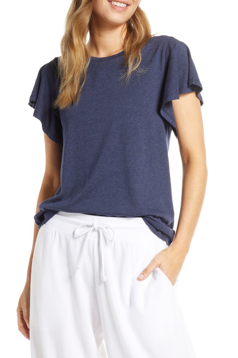 Flutter Sleeve Tee, Main, color, NAVY