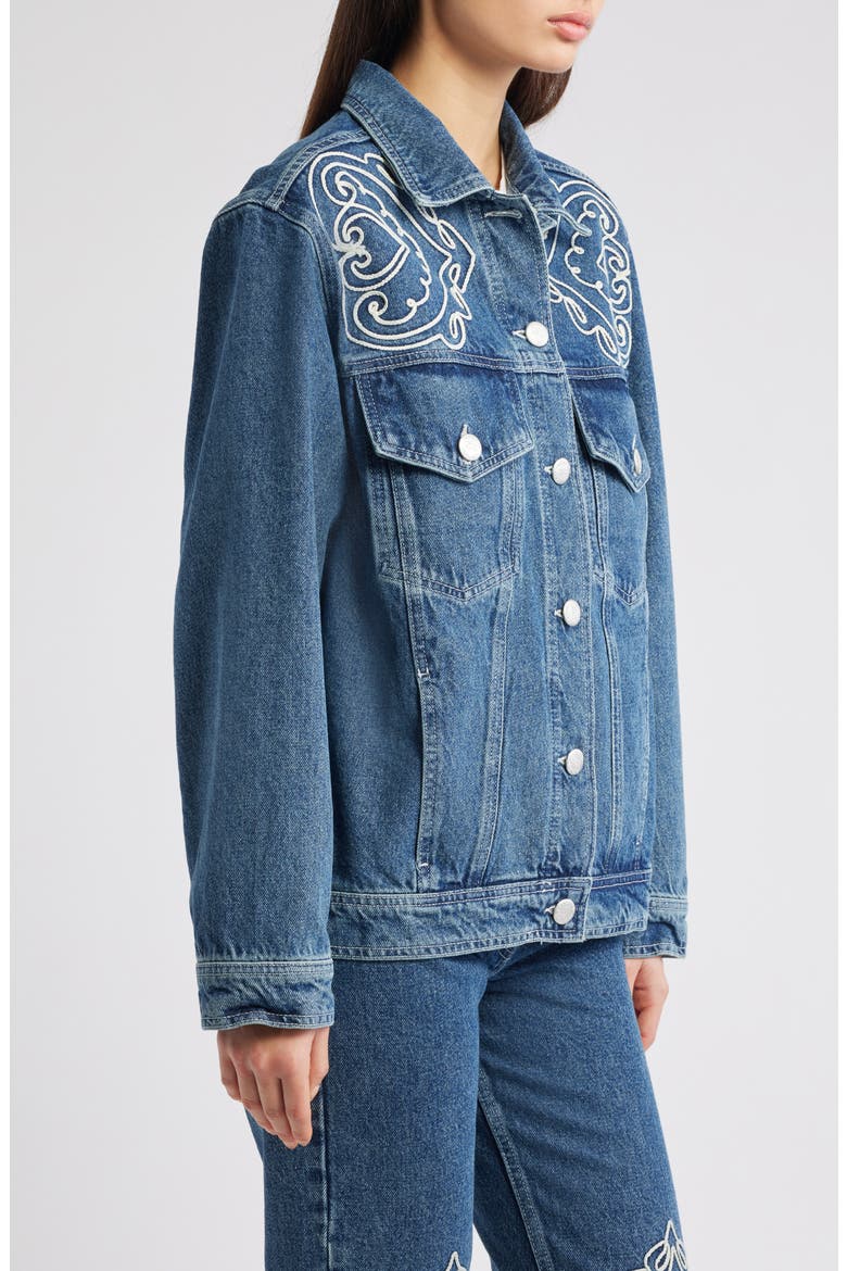 Cornely Embroidered Denim Jacket, Alternate, color, DENIM