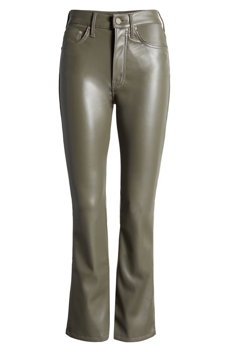 MOTHER The Insider Flood Faux Leather Pants, Alternate, color, Cinder Block - Wax On, Wax Off