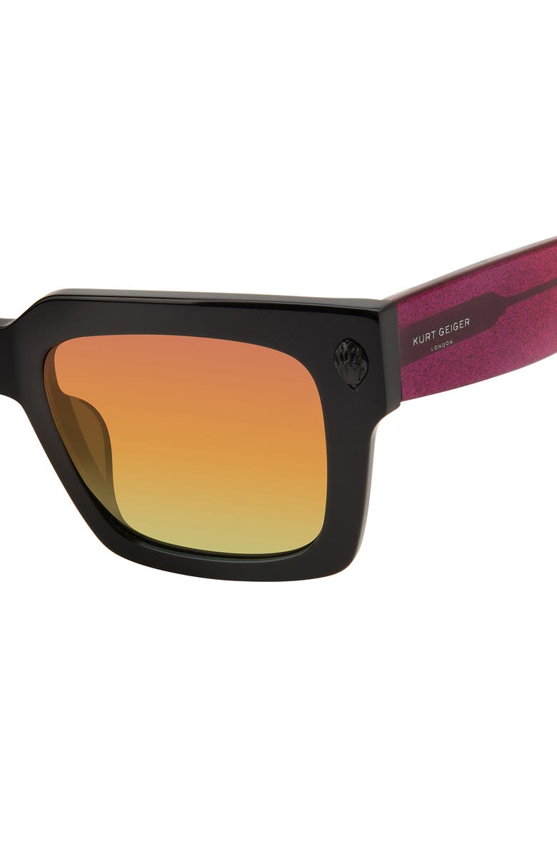 Kurt Geiger London 50mm Small Square Sunglasses, Alternate, color, Black/ Rainbow