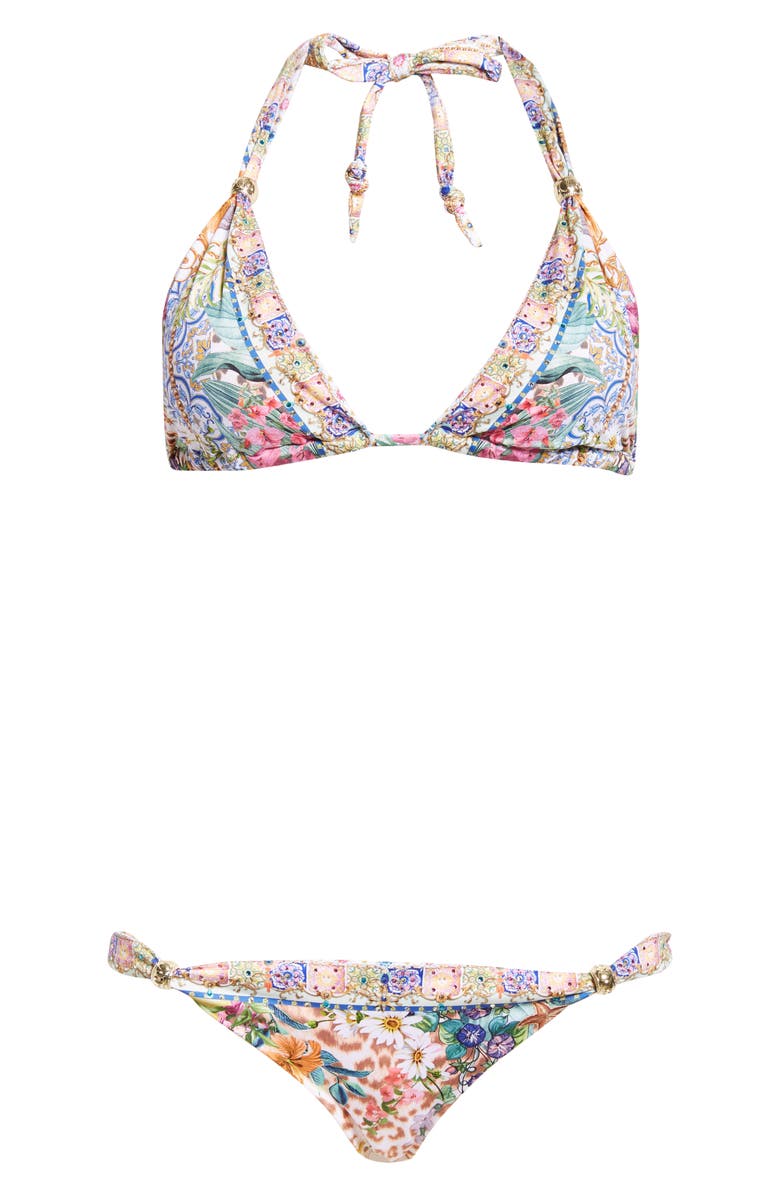 Camilla Flowers of Neptune Ball Beaded Triangle Two-Piece Swimsuit, Alternate, color, 
