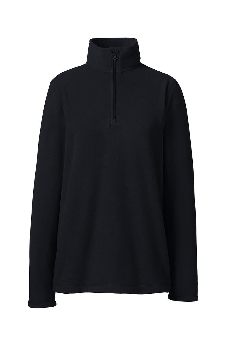 Lands' End School Uniform Young Lightweight Fleece Quarter Zip Pullover, Alternate, color, Black