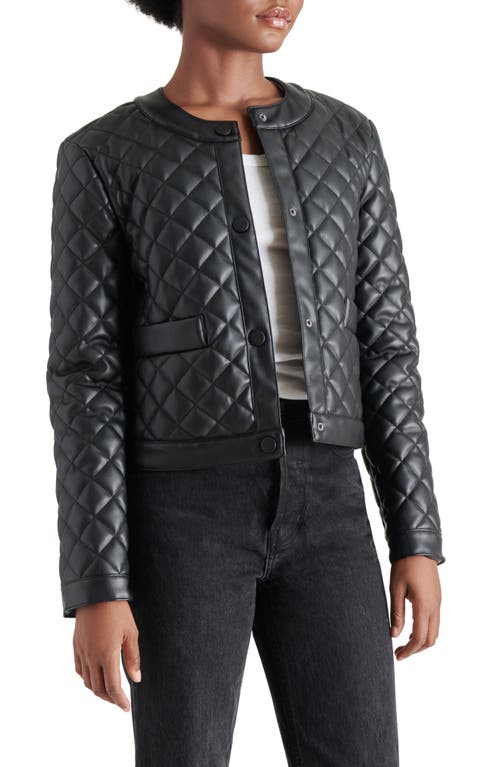 Steve Madden Martine Quilted Faux Leather Jacket In Black