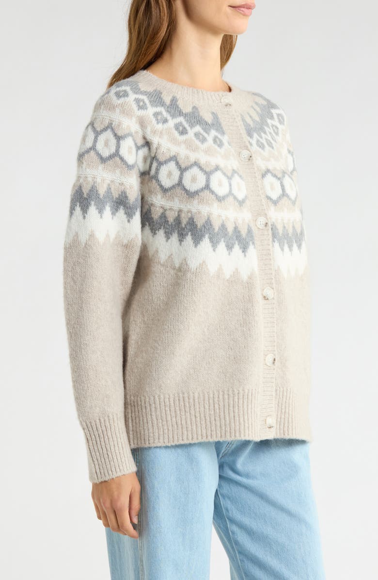 Favorite Daughter The Snowed In Fair Isle Merino Wool
Cashmere Blend Cardigan, Alternate, color, Shortbread Beige