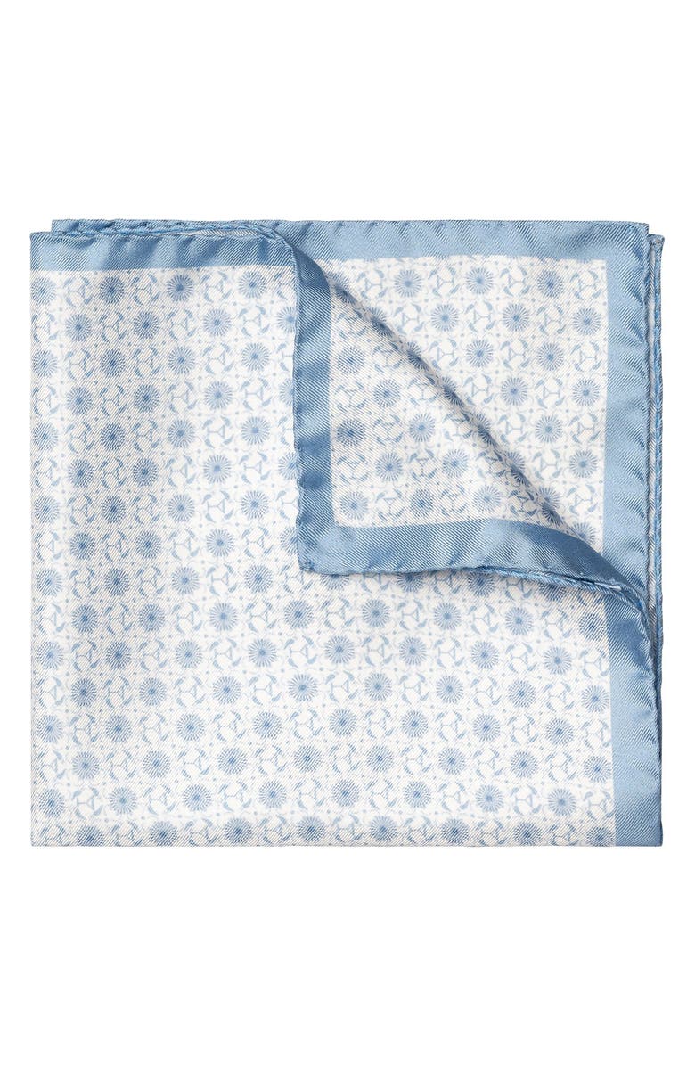 Eton Geometric Print Silk Pocket Square, Main, color,