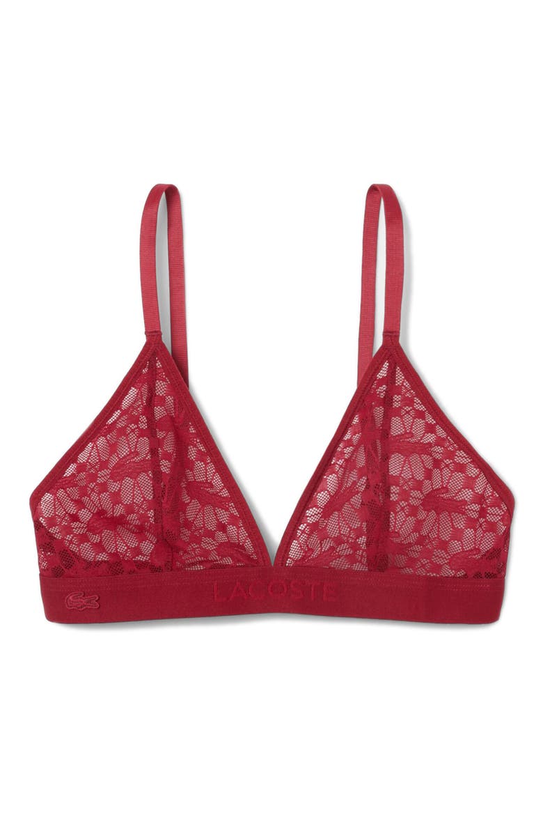 Wireless Lace Bra, Alternate, color, BORDEAUX