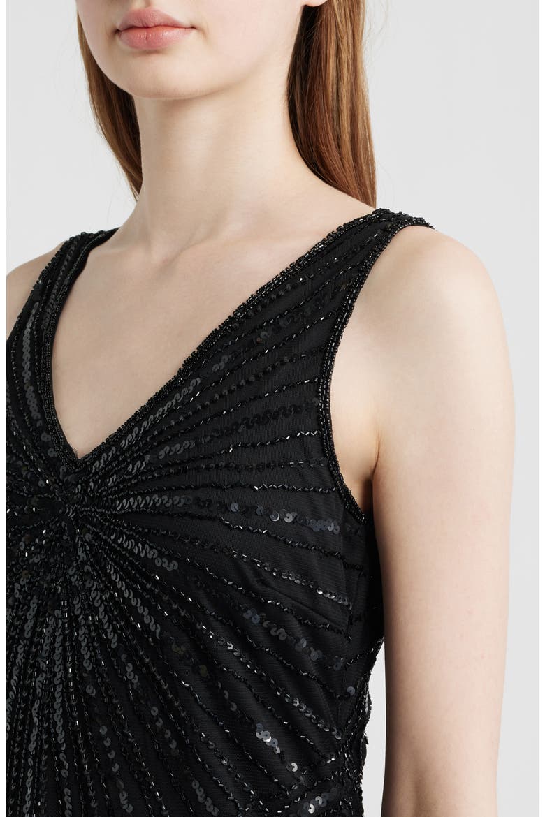Beaded Sleeveless Tulle Gown, Alternate, color, BLACK 001