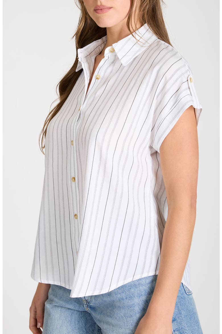 Stripe Short Sleeve Button-Up Shirt, Alternate, color, WHITE