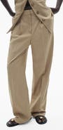 MANGO Pleated Straight Leg Pants