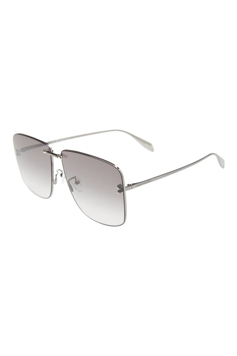 Alexander McQueen 64mm Oversize Square Sunglasses, Alternate, color, RUTHENIUM