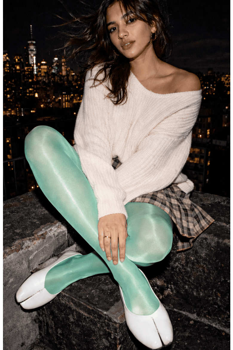 3-Pack Semi Sheer Glossy Shiny Pantyhose Tights, Alternate, color, Green